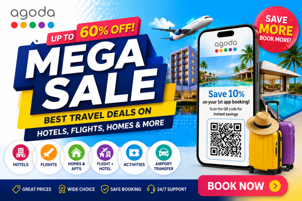 Agoda Mega Sale: Save Up to 60% on Hotels, Flights, Homes & More in 2026